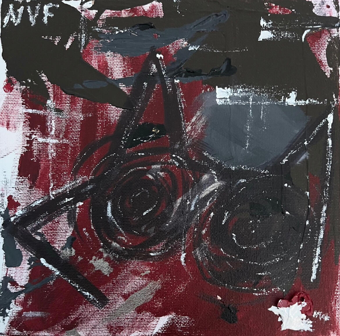 Abstract leftovers 2 20x20cm acrylic paint and marker on canvas - 799NOK